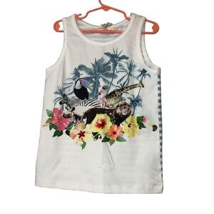 Paper wings girls Island life tank top floral safari animal stripe sz 7 NWT